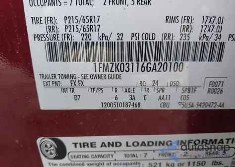 2006 Ford Freestyle Limited z USA, uszkodzony, nr VIN 1FMZK03116GA20100